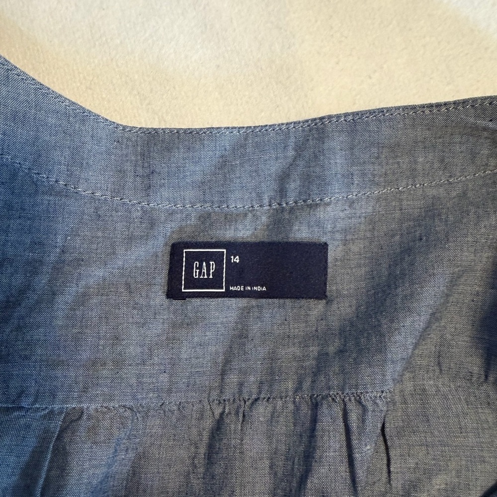 GAP Chambray Long Sleeve Button Front Fit & Flare Dress Size 14 - Picture 6 of 6